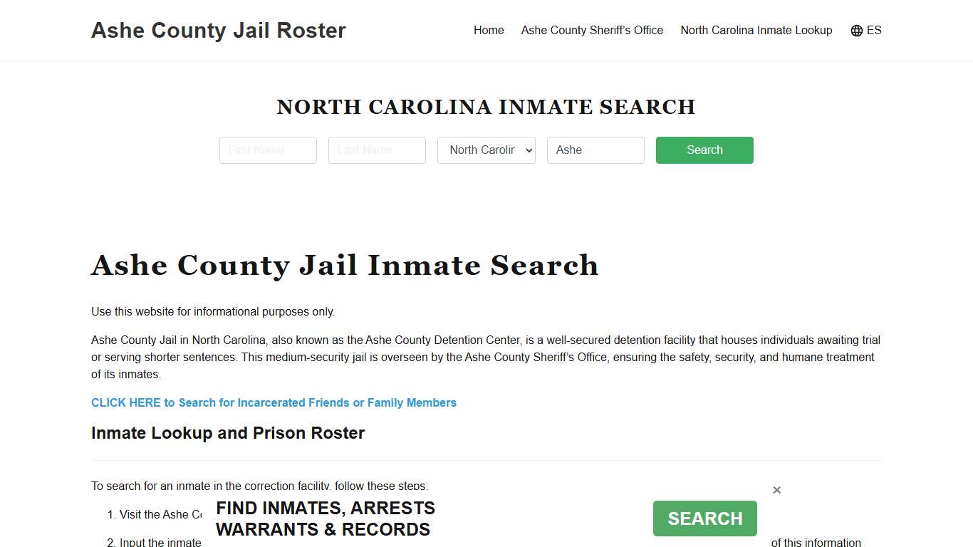 Ashe County Jail Roster Lookup, NC, Inmate Search